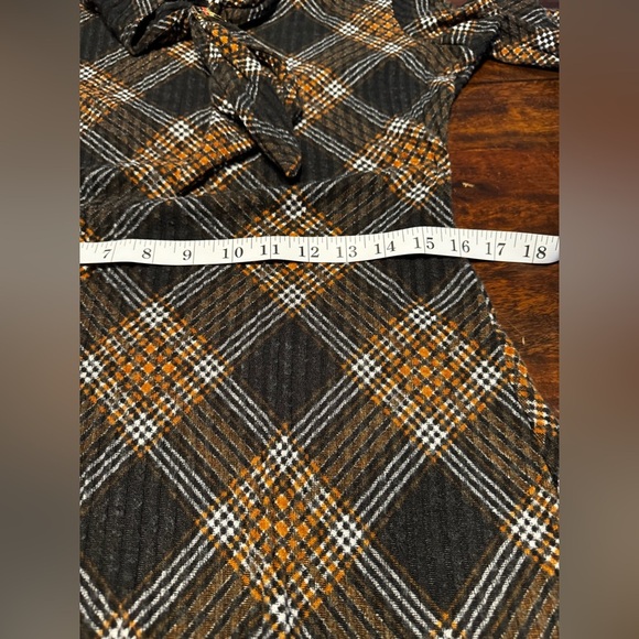 Adrienne Vittadini Brown Plaid Tie Neck Academia Lightweight Sheath Dress Sz M - Picture 12 of 12